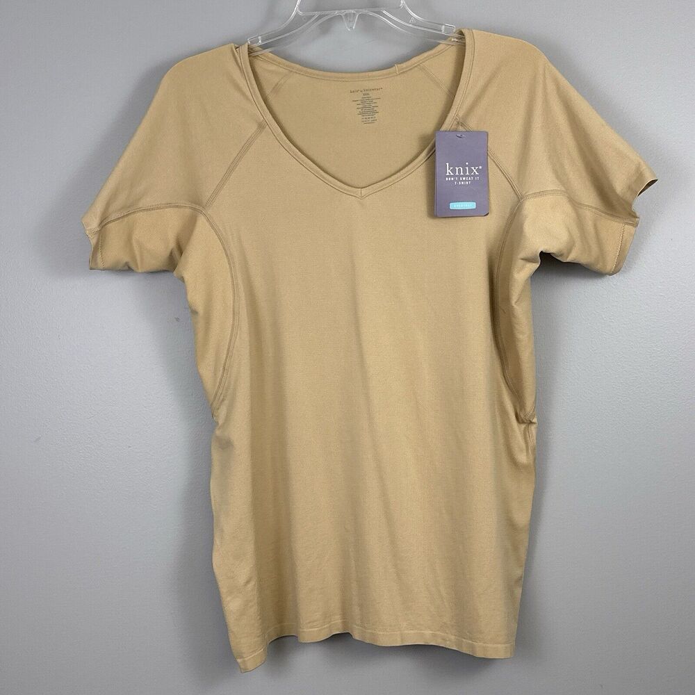 Knix Don’t Sweat It Tee T-Shirt Beige XXXL Moisture Wicking Knixwear Top New NWT